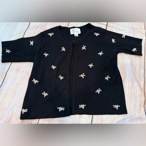 Vintage Sarah Elizabeth Cottagecore Size 12 Romantic  Embroidered Cardigan